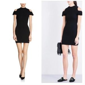 Maje Roxane Black Open Shoulder Mini Dress EUC
